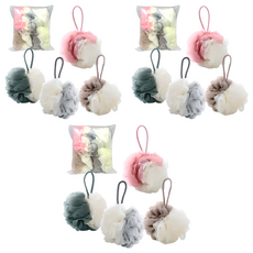 Balgeunliving 彩色沐浴球4件組, 綠色 + 灰色 + 粉紅色 + 棕色, 3套