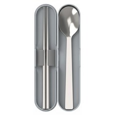 LocknLock 樂扣樂扣 極簡便攜環保餐具3件組, 霧灰色, 1個, 湯匙 + 筷子 + 收納盒