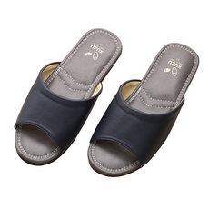 XUZU 舒筑 優雅歐風室內皮拖鞋 純色質感仿皮鞋面 防潑水設計, L(27cm), 藍色, 1雙