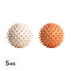小而結實的按摩刺猬瑜伽球 2 件套, 5組, 象牙色+橙色