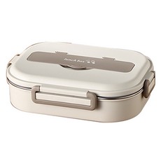 Mega 日式簡約304不鏽鋼四格便當盒 27.5 x 20 x 7.5cm, 卡其, 1個