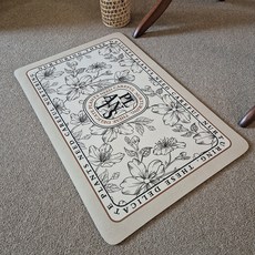 POSIELLA 可水洗珪藻土 北歐木蘭方形浴室地墊, 象牙白