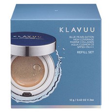 KLAVUU 藍珍珠海洋膠原蛋白水潤氣墊粉餅 12g+替換芯 12g+粉撲, 02 Natural Medium Beige, 1組