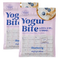 원더푸드 반려동물 요거 바이트 동결건조간식 20p, 블루베리, 40g, 2개