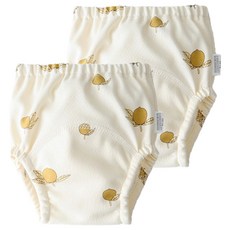 조이멀티 아동용 크림패턴 공룡 배변훈련팬티, 레몬, 2개