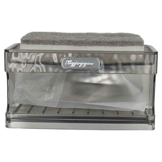 波紋真空吸盤刮水板肥皂盒 尺寸13.5*10.3*14.3公分, 透明灰銀, 1個