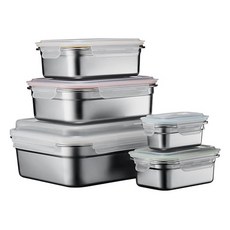 Kinyo 可微波不鏽鋼保鮮盒5件組, KLC4005, 1組