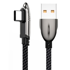 Shark Bolt A型-C型 90度直角L型高速充電電競線 66W, 120cm, 1個, 混色