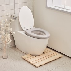 扁柏木 高級原木廁所腳踏墊 浴室用 60 x 40 x 3.5 cm, 混合色, 1個