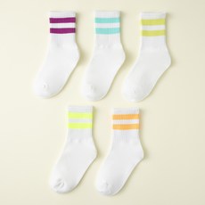 BASE ALPHA ESSENTIALS 兒童運動風環紋襪5件組