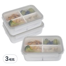 제오닉 도시락통 밀프랩 나눔반찬통 4칸 1.1L 3P, 3세트, 단품