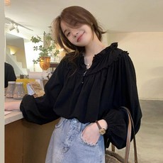 PEONIST 荷葉邊寬鬆版型上衣