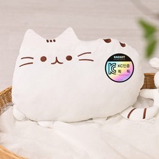 배곧인터내셔널 유아 성인 고양이인형 등 허리쿠션, 화이트