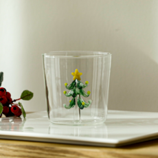 GOODLIVING 杯中立體聖誕樹造型玻璃杯, 1個, 透明