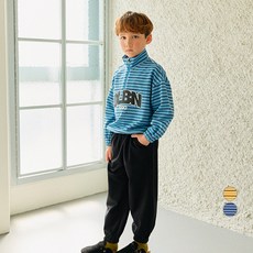 OWLEYBARN 兒童多色條紋半拉鍊上下裝套裝