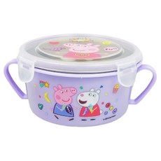 Peppa Pig 粉紅豬小妹 不銹鋼雙耳隔熱餐盒 15.3 x 12.5 x 6.5cm 160g, 紫色, 1個