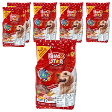 BINGOSTAR 汪斯塔 美味成犬糧，原味，含5種必需營養素, 牛肉 + 雞肉, 1kg, 6包
