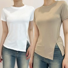 비비에모 여성용 켈리 사이드 슬릿 반팔 티셔츠 2종 세트 06640 B