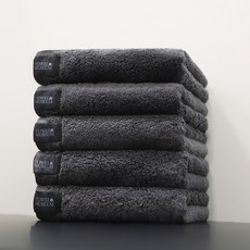 40支精梳棉厚磅飯店級毛巾 200g, 黑灰色, 5條