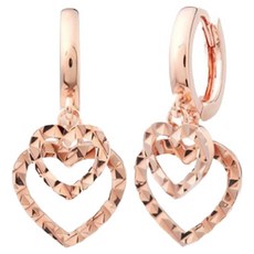 Lawool stone 女性用 14K 金針 切割 愛心 環形 易扣式 垂墜 金色 閃亮愛心 耳環 JK186 + 收納盒