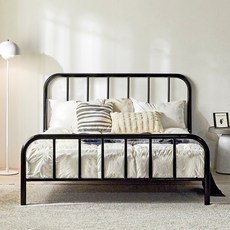 웰퍼니쳐 뽐므 스틸 침대 프레임 단품 방문설치, 블랙