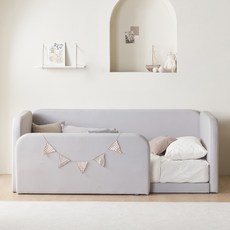 웰퍼니쳐 아리코 패브릭 저상형 침대 프레임 + 안전가드 + 측면가드 + 풋보드 세트 방문설치, 그레이