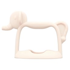 tgm 不吃手白金矽膠穿握固齒器, 適用於3個月以上寶寶, 有效舒緩長牙不適, 固齒器 + 收納盒, C米色小象, 1個