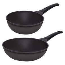 Theater鑄造鍋具 2種組, 深棕色, 深炒鍋 20cm+28cm, 1組