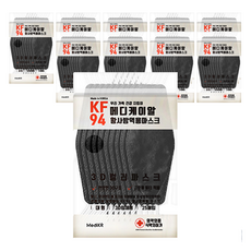 메디케이알 데일리스타일헬스황사방역마스크 성인용 KF94, 25개입, 10개, 블랙