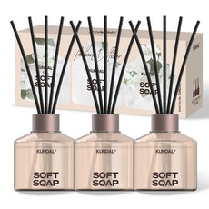 쿤달 퍼퓸 디퓨저 + 섬유스틱 세트, 소프트솝, 200ml, 3개