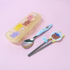 Le Beon 棉花熊單手學習筷組, 湯匙 + 學習筷, 1套, 多色混合