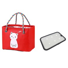 Beaurator 撒嬌貓咪瀝水沐浴袋+底座, 紅色, 1套