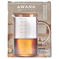 AWANA 日式竹蓋耐熱玻璃量杯 15 x 10 x 18.8cm, GD-1000, 1L, 1個