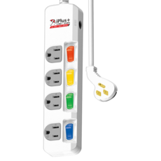 iPlus 保護傘 4切4座扁插延長線, 1.8m, 白色, 1個