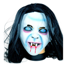 恐怖鬼面具+長假髮組 20*25cm, 藍色, 1個
