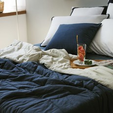 comet 好眠雙色水洗纖維絎縫薄被, 海軍藍色