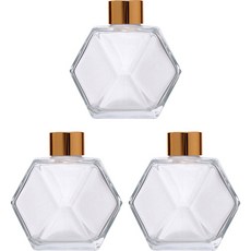 Tree 六角形造型玻璃擴香瓶 3入+瓶蓋 3入, 200毫升, 透明