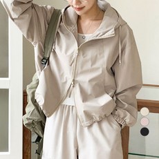 afinar 女款寬鬆版明線連帽防風外套