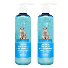 PetUs 維他命膠囊貓用洗毛精 嬰兒爽身粉香, 300ml, 2個