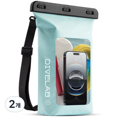아이몰 DIVELAB 스마트폰 방수팩 3단 잠금 터치 드라이백, 2개, 민트