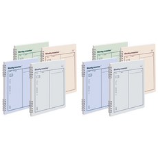 munid It spring 粉彩雙分欄橫線數學筆記本 4色組, 2組, Soft Beige+Grey+Sky Blue+Green Tea