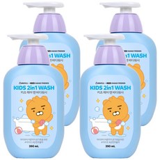 베비언스 리틀카카오프렌즈 키즈 헤어 앤 바디워시 블루, 390ml, 4개