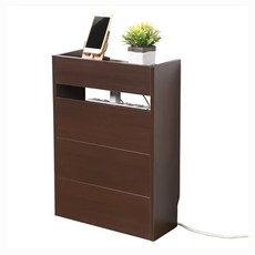 好幫手 充電架路由器收納邊櫃, 43.3 x 16.5 x 60cm, 深木紋