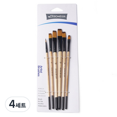 루미온 모두가 화가 붓 6종 세트 원목, 4세트, 2호, 4호, 6호, 8호, 10호, 12호