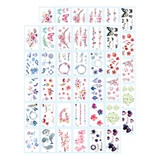 cinnamon girl 兒童款彩色紋身貼紙 30種 30個入組, 60個, D 水彩