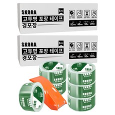 Skora 高透明輕包裝膠帶 48mm x 50m 6入 + 切割器組, 2套