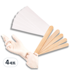 AWC 왁싱 라텍스장갑 M 10매 + 나무스파츌라 5p + 제모용 부직포 5p 3종, 4세트