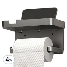 조인메이드 무타공 욕실 핸드폰 거치대 겸 휴지걸이, 그레이, 4개