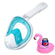 ITS LIFE 第三代全罩式全景浮潛面罩 + 裝備 + 杯架套組, 薄荷綠