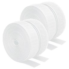 KUMAL 黏貼式超強力魔鬼氈膠帶 鉤面 20mm x 10m + 毛面 20mm x 10m 套組, 2套, 白色